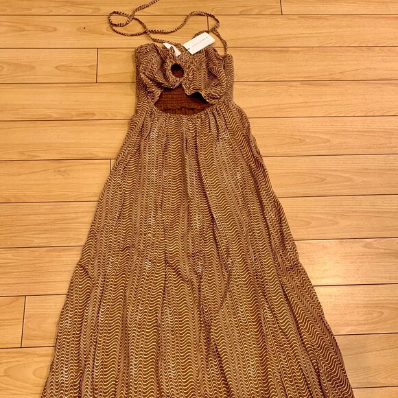 Faithfull the Brand La Costa Maxi Dress Cut out linen L - Picture 6 of 11